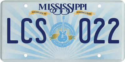 MS license plate LCS022