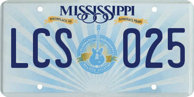 MS license plate LCS025
