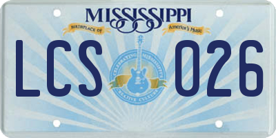 MS license plate LCS026