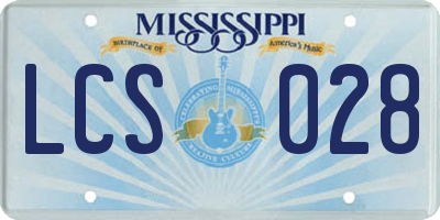 MS license plate LCS028