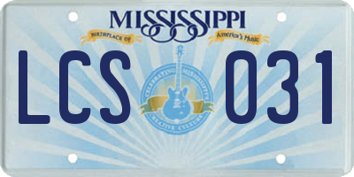 MS license plate LCS031