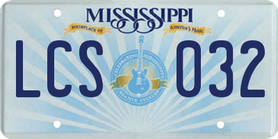 MS license plate LCS032