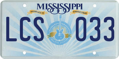 MS license plate LCS033