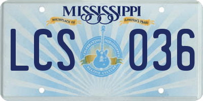 MS license plate LCS036