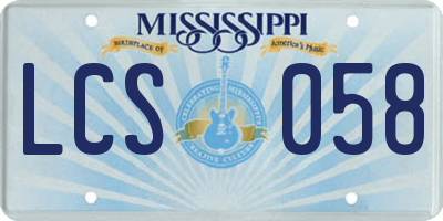 MS license plate LCS058