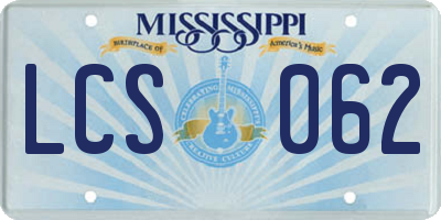 MS license plate LCS062