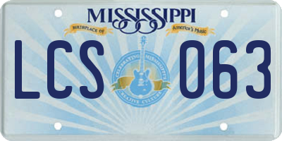 MS license plate LCS063
