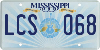 MS license plate LCS068
