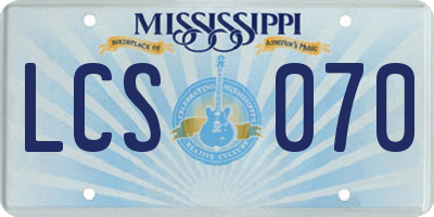 MS license plate LCS070