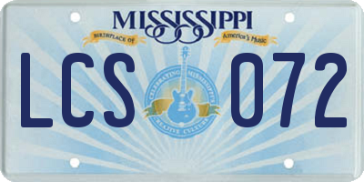 MS license plate LCS072