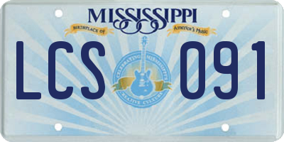 MS license plate LCS091