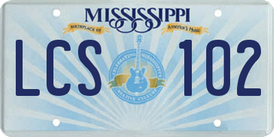 MS license plate LCS102