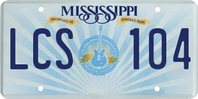MS license plate LCS104