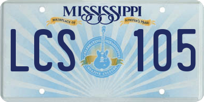 MS license plate LCS105