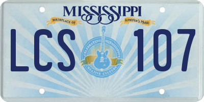 MS license plate LCS107