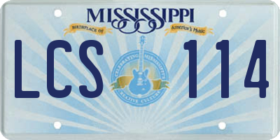 MS license plate LCS114