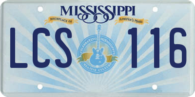MS license plate LCS116