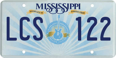 MS license plate LCS122