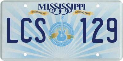 MS license plate LCS129