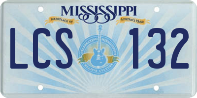 MS license plate LCS132