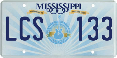 MS license plate LCS133