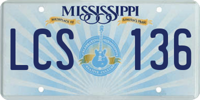 MS license plate LCS136