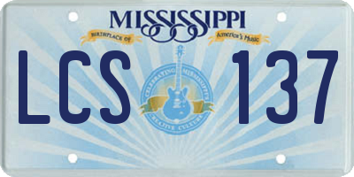 MS license plate LCS137