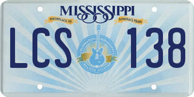 MS license plate LCS138