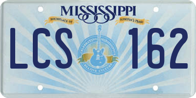 MS license plate LCS162