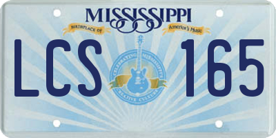 MS license plate LCS165
