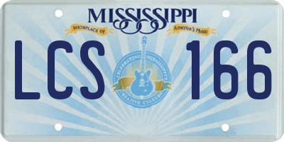 MS license plate LCS166