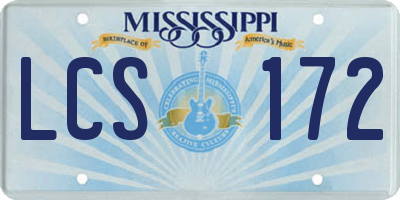 MS license plate LCS172