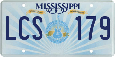 MS license plate LCS179