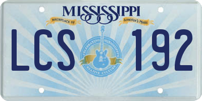 MS license plate LCS192