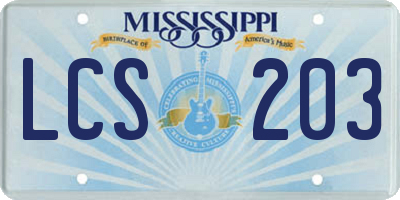 MS license plate LCS203