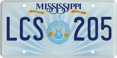 MS license plate LCS205