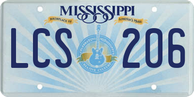 MS license plate LCS206