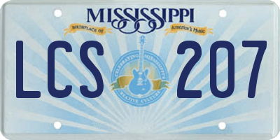 MS license plate LCS207