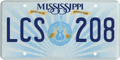 MS license plate LCS208
