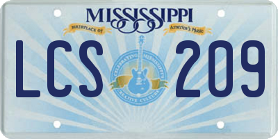 MS license plate LCS209