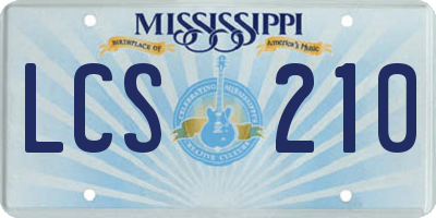 MS license plate LCS210