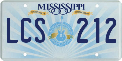 MS license plate LCS212
