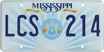MS license plate LCS214