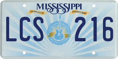 MS license plate LCS216