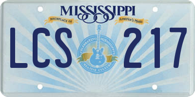 MS license plate LCS217