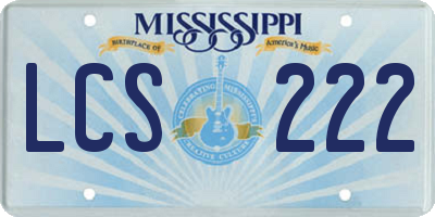 MS license plate LCS222