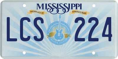 MS license plate LCS224