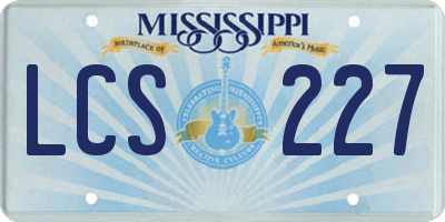 MS license plate LCS227