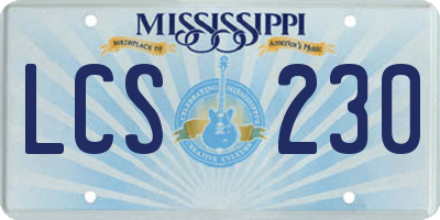 MS license plate LCS230