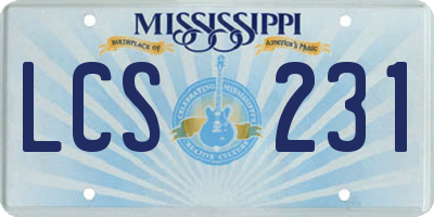 MS license plate LCS231